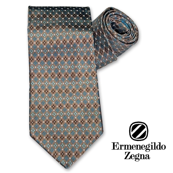 Flawless Ermenegildo Zegna Necktie Sheen 100% Silk Embossed Monogrammed Branded - Picture 1 of 8